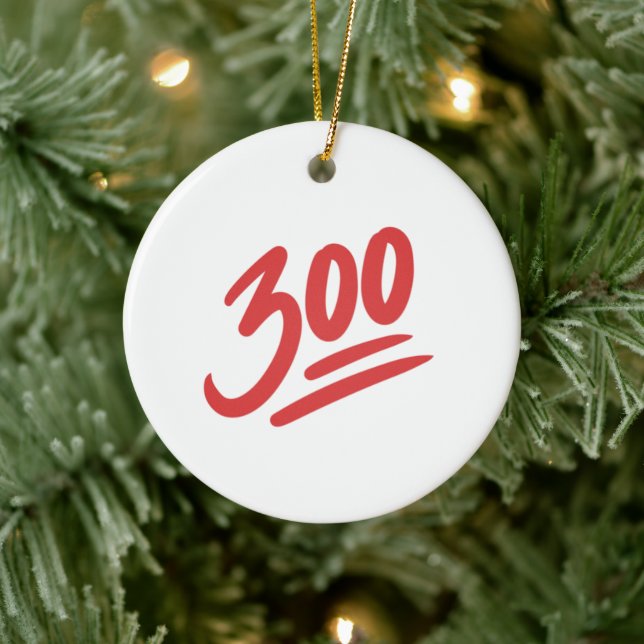 300 Emoji | Perfect Score Bowling 300 Game Ceramic Ornament (Tree)