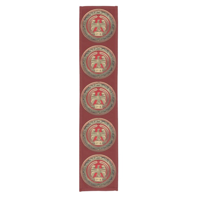 [300] Gold Roman Imperial Eagle Short Table Runner (Front)