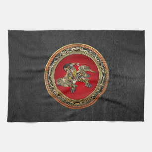 [300] Hokusai - Shoki Riding Shishi Lion Kitchen Towel