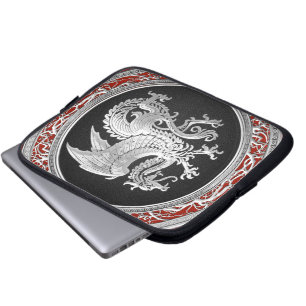 [300] Icelandic Dragon, Landvættir [Silver] Laptop Sleeve