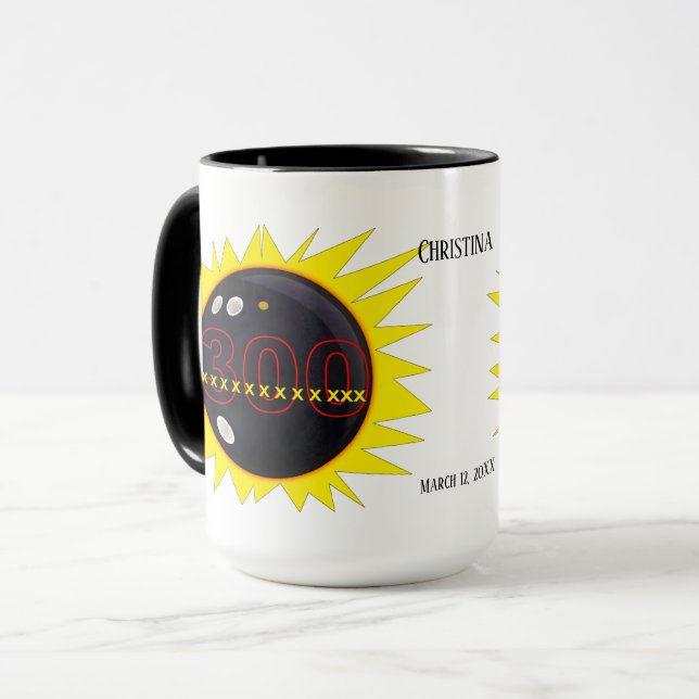 300 Jeu Parfait Bowling, Personnalisé, Café Mug (Devant gauche)