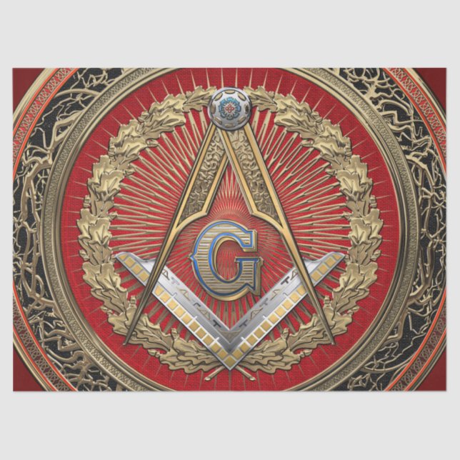 [300] Master Mason - Gold Square & Compasses Tissue Paper (Front)