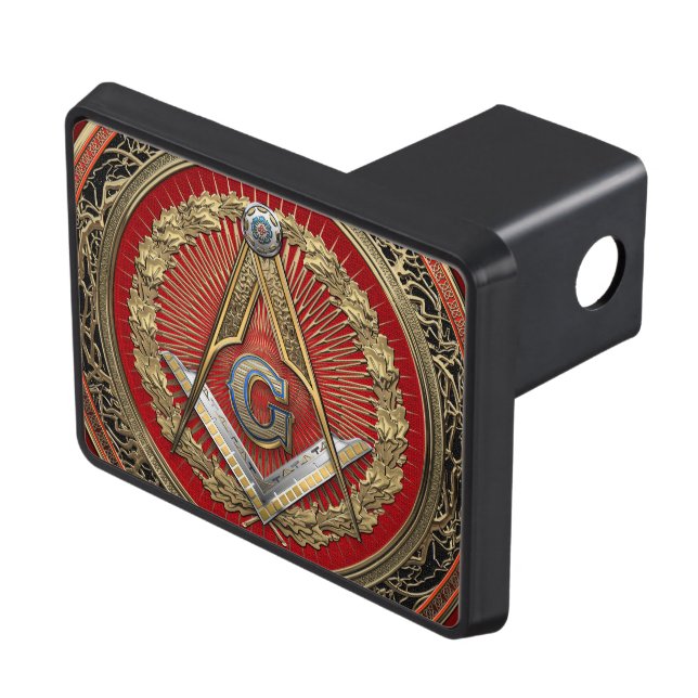 [300] Master Mason - Gold Square & Compasses Trailer Hitch Cover (Top Right)