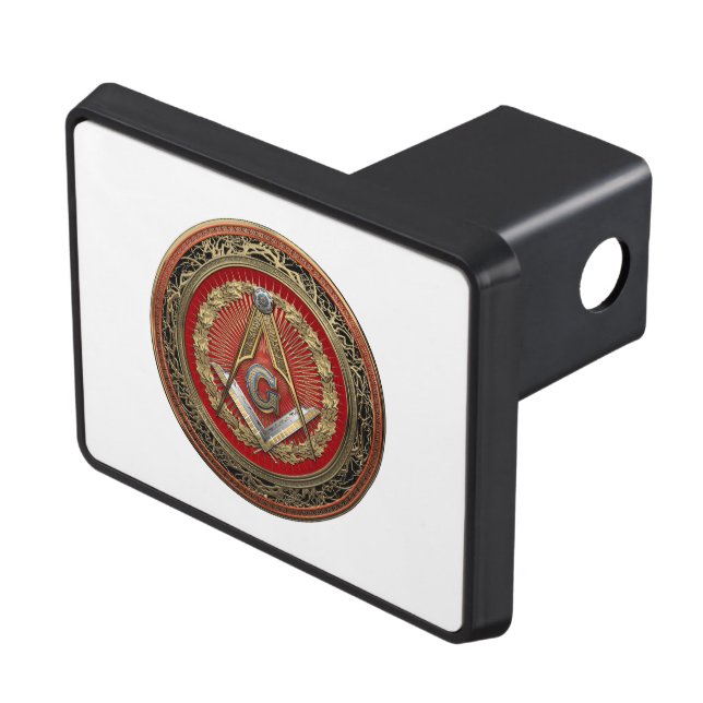 [300] Master Mason - Gold Square & Compasses Trailer Hitch Cover (Top Right)