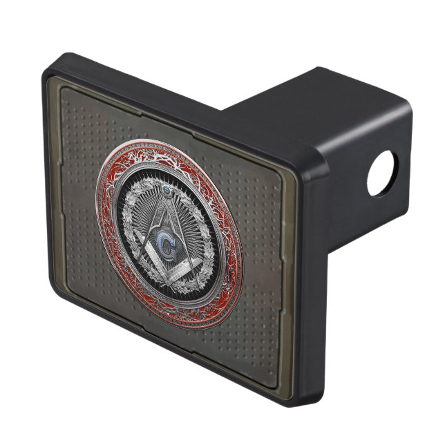 [300] Master Mason - Silver Square & Compasses Trailer Hitch Cover (Top Right)