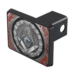 [300] Master Mason - Silver Square & Compasses Trailer Hitch Cover