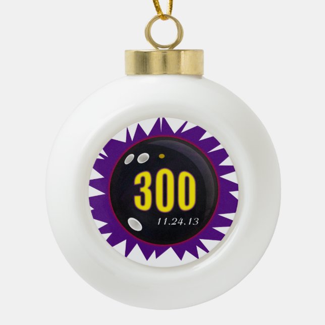 300 Perfect Game, League Bowlers, Ceramic Ball Christmas Ornament (Front)