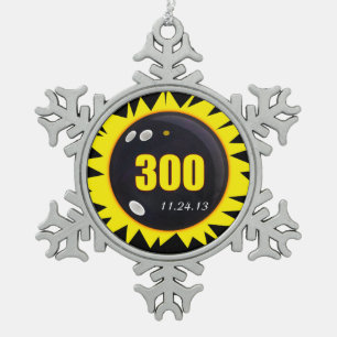 300 Perfect Game Yellow Snowflake Pewter Christmas Ornament