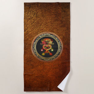 [300] Red and Yellow Dragons Beach Towel