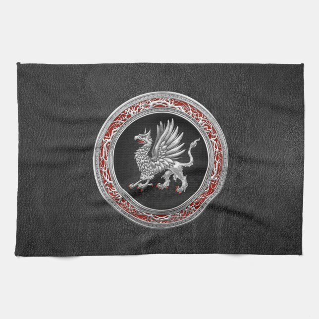 [300] Sacred Silver Griffin Kitchen Towel (Horizontal)