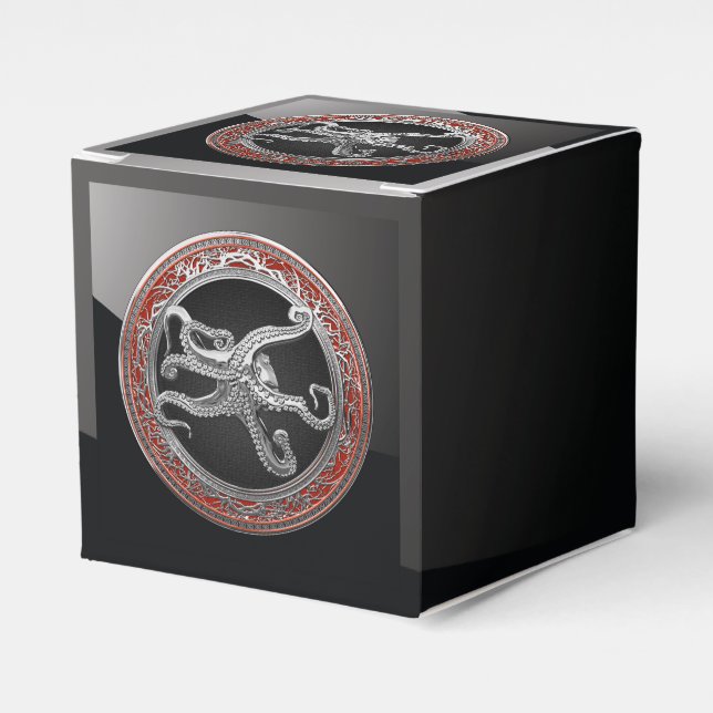 [300] Sacred Silver Octopus in Defensive Posture Favor Box (Front Side)