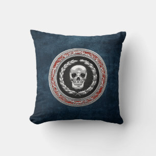 [300] Silver Skull Throw Pillow