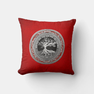 [300] Treasure Trove: Celtic Tree of Life [Silver] Throw Pillow
