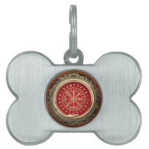 [300] Vegvisir - Viking Gold Magic Runic Compass Pet ID Tag