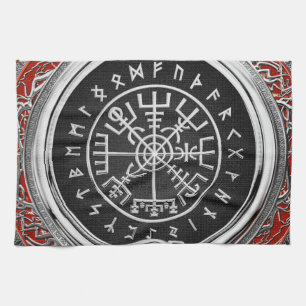 [300] Vegvisir - Viking Silver Magic Runic Compass Kitchen Towel