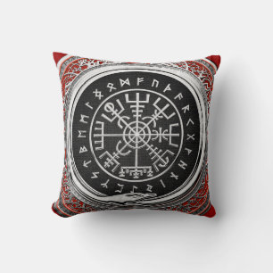 [300] Vegvisir - Viking Silver Magic Runic Compass Throw Pillow