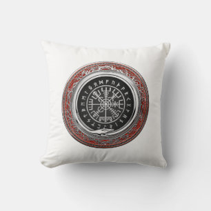 [300] Vegvisir - Viking Silver Magic Runic Compass Throw Pillow
