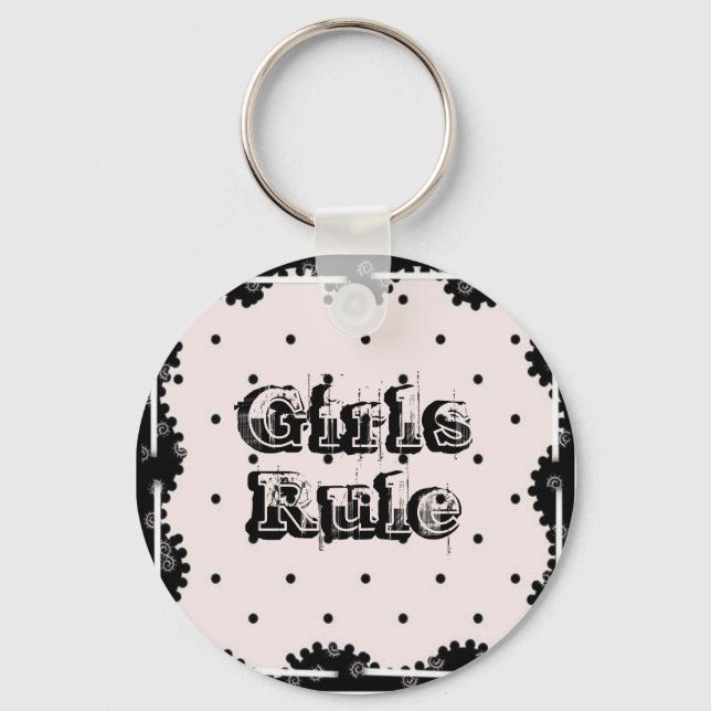 3058_full, Girls Rule Keychain (Front)