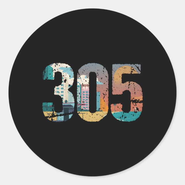 305 Dade County Miami Classic Round Sticker (Front)