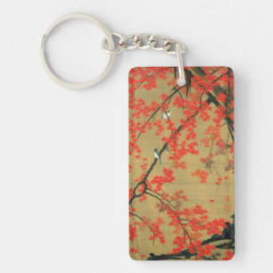 30. 紅葉小禽図, 若冲 Maple & Small Birds, Jakuchū Keychain