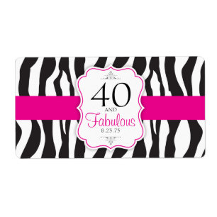30/40/50/60 Fabulous Zebra Water Bottle Labels