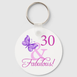 30 And Fabulous Birthday Gifts (Plum) Keychain