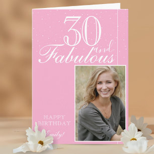 30 and Fabulous Elegant Birthday Photo  Card