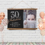 30 and Fabulous Elegant Black 30th Birthday Photo  Hanging Tapestry<br><div class="desc">30 and Fabulous Elegant Black 30th Birthday Photo Hanging Tapestry. 30 and fabulous text in trendy script with a name on a black background. Personalize it with your photo, your name and the age, and make your own birthday party backdrop. It`s a great sign and backdrop for a woman`s birthday...</div>