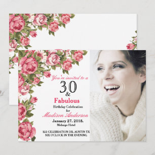30 and Fabulous Floral   30th Birthday Invitations