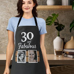30 and Fabulous Gold Glitter 2 Photo 30th Birthday Apron<br><div class="desc">30 and Fabulous Gold Glitter 2 Photos 30th Birthday Apron. The photos are on the faux gold glitter stripes. The text is trendy script in white colour. Add your photos - you can use an old and a new photo of the person who celebrates.</div>