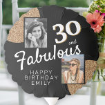 30 and Fabulous Gold Glitter 2 Photo 30th Birthday Balloon<br><div class="desc">30 and Fabulous Gold Glitter 2 Photo 30th Birthday Party Balloon. This balloon is perfect for adding a touch of glamour to your birthday celebrations. The balloon feature a stunning gold glitter design with the number 30. It's a fun and practical accessory that will help you celebrate your milestone birthday...</div>