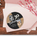 30 and Fabulous Gold Glitter 2 Photo 30th Birthday Classic Round Sticker<br><div class="desc">30 and Fabulous Gold Glitter 2 Photo 30th Birthday Stickers. These stickers are perfect for adding a touch of glamour to your birthday celebrations. The stickers feature a stunning gold glitter design with the number 30. It's a fun and practical accessory that will help you celebrate your milestone birthday in...</div>
