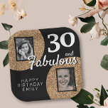 30 and Fabulous Gold Glitter 2 Photo 30th Birthday Paper Plate<br><div class="desc">30 and Fabulous Gold Glitter 2 Photo 30th Birthday Party paper plates. Add your photos - you can use an old and new photo. Add your name and age.</div>