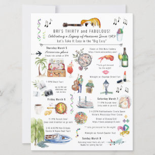 30 and Fabulous   New Orleans Birthday Itinerary I Invitation