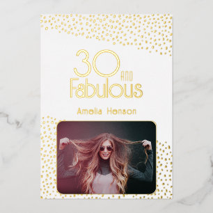 30 and Fabulous Photo 30th Birthday Gold Foil Card
