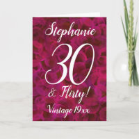30 and Flirty Abstract Red Rose Birthday