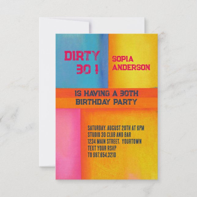  30 Birthday  -  Colourful  Abstract Art    Invitation (Front)