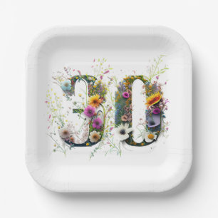 30 Birthday Number Wildflowers Paper Plate