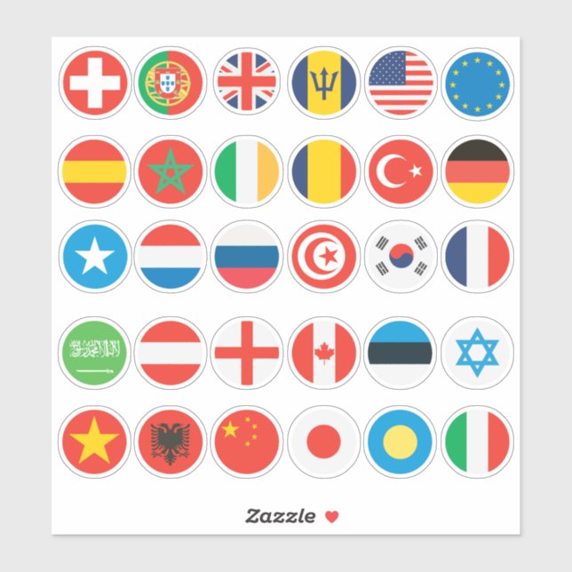 30 Country Flag Design of USA, Germany & More (Sheet)