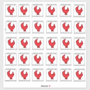 30 CRAYFISH CLAW STICKERS ON A 14"X14" SHEET