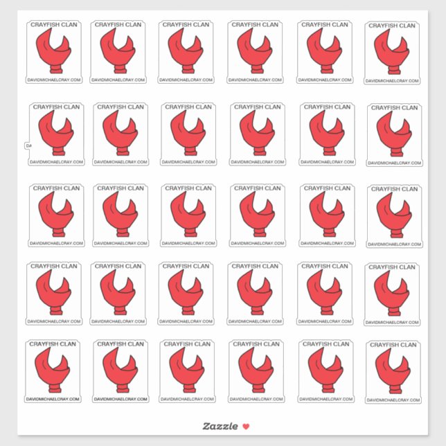 30 CRAYFISH CLAW STICKERS ON A 14"X14" SHEET (Sheet)