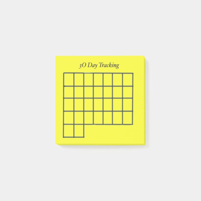 30 Day Tracker Yellow Sticky Notes (Front)