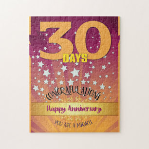 30 Days Recovery Anniversary Bold Numeral Jigsaw Puzzle