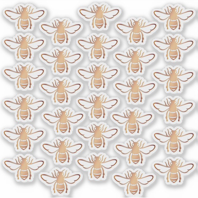 30 Embossed-style Metallic Golden Brown Honeybees  (Front)