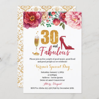 30 et fabuleuse invitation d'anniversaire pour les