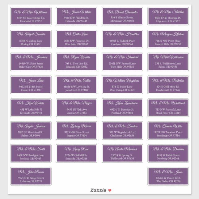30 Étiquettes d'adresse individuelles pour invités (Feuille)