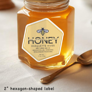 30 Étiquettes de miel en forme d'hexagone de vinyl