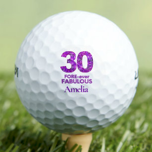 30 FORE-ever Fabulous 30th Birthday Purple Flowers Golf Balls