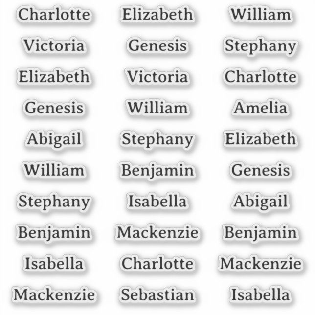 30 Guest Names Stickers For Place Cards and Favour (Front)