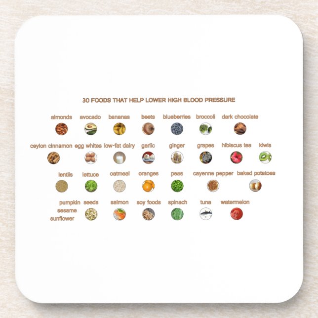 30 Healthy Foods for hypertension Natural Remedies Coaster (Front)